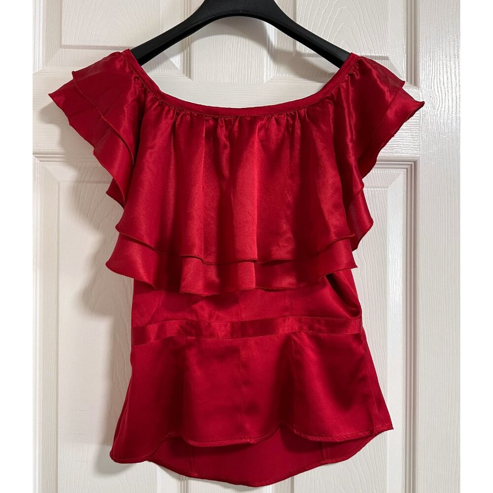 Bright Red Blouse with Ruffles, new! - Picture 2 of 2